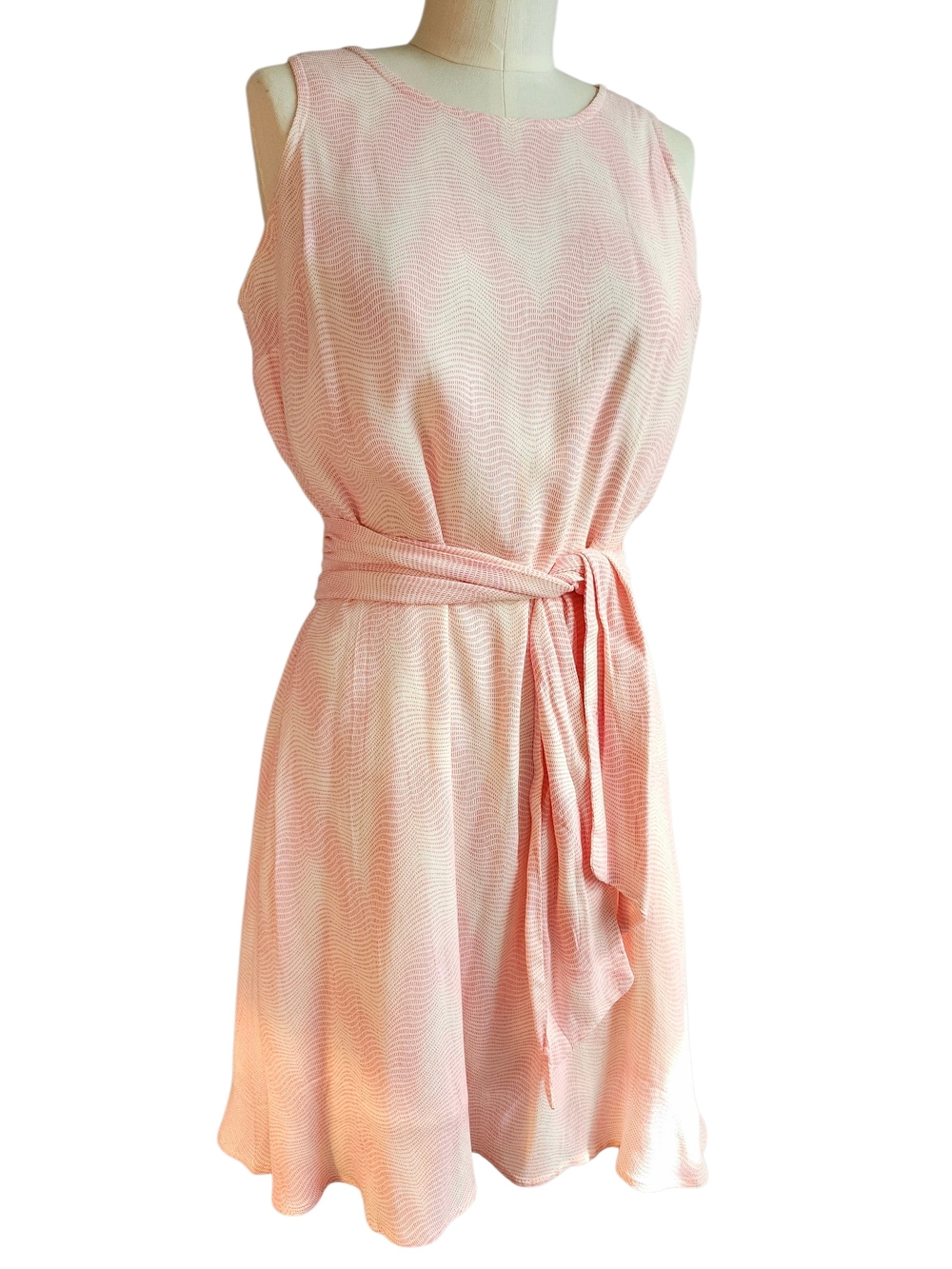 GAP Pale Peachy Pink Sleeveless Dress with Draped Self Sash Fully Lined PS